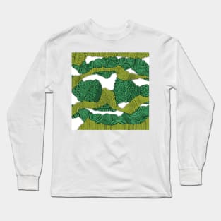 3D Intricate Intertwined Zentangle Doodle , Green Hues,  Bright n’ Bold Abstract Pattern Long Sleeve T-Shirt